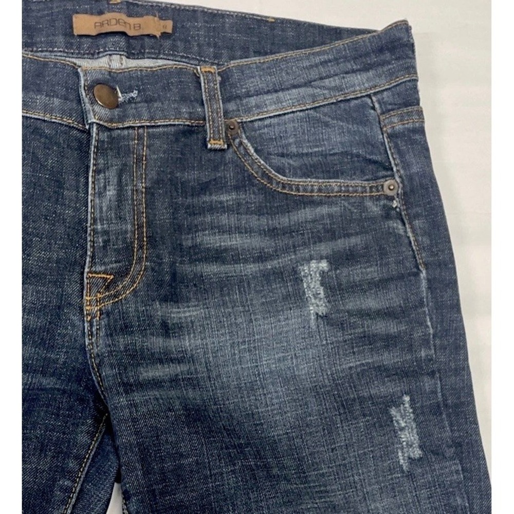 Arden B. Blue Denim Cropped Wide Leg Mid Rise Distressed Made In USA Women's 8 - Picture 2 of 8